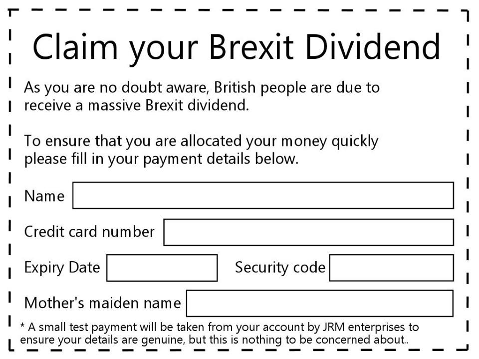 Brexit Dividend claim form